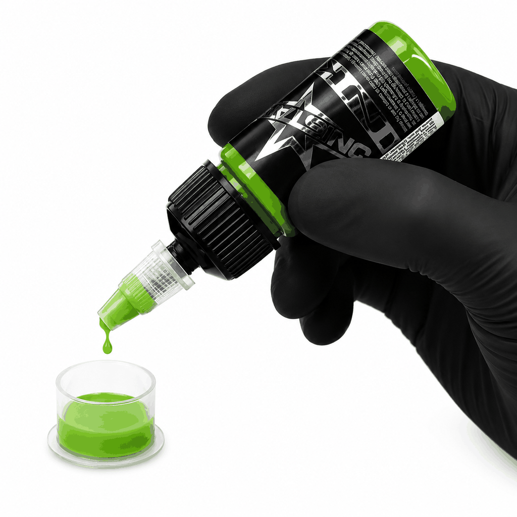 Zielona farba, tusz do tatuażu - UNISTAR INK, Basic Green Light 30ml(Reach) – zdjęcie 2