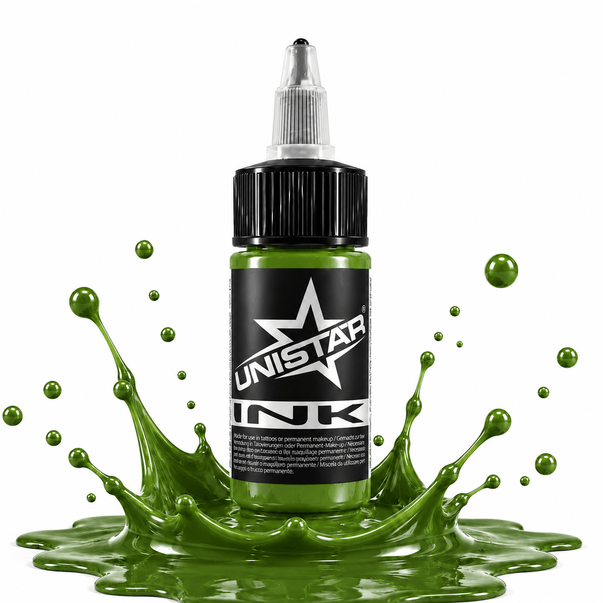 Zielona farba, tusz do tatuażu - UNISTAR INK, Basic Green Light 30ml(Reach) – zdjęcie 3