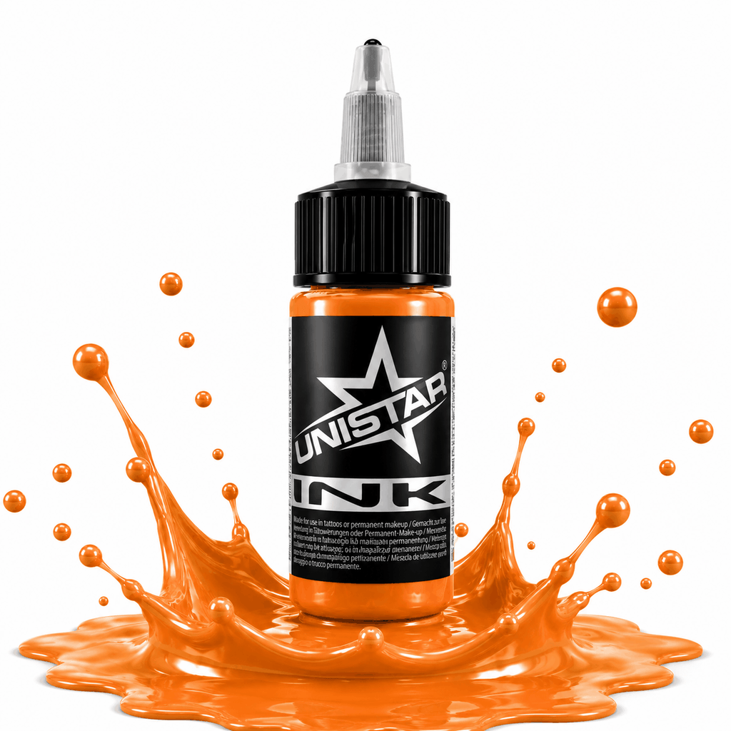Pomarańczowa farba, tusz do tatuażu - UNISTAR INK Light Orange 30ml(Reach) – zdjęcie 3