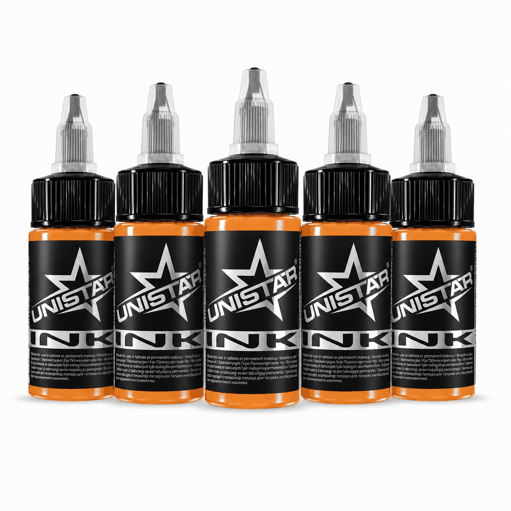 Pomarańczowa farba, tusz do tatuażu - UNISTAR INK Light Orange 30ml(Reach) – zdjęcie 4