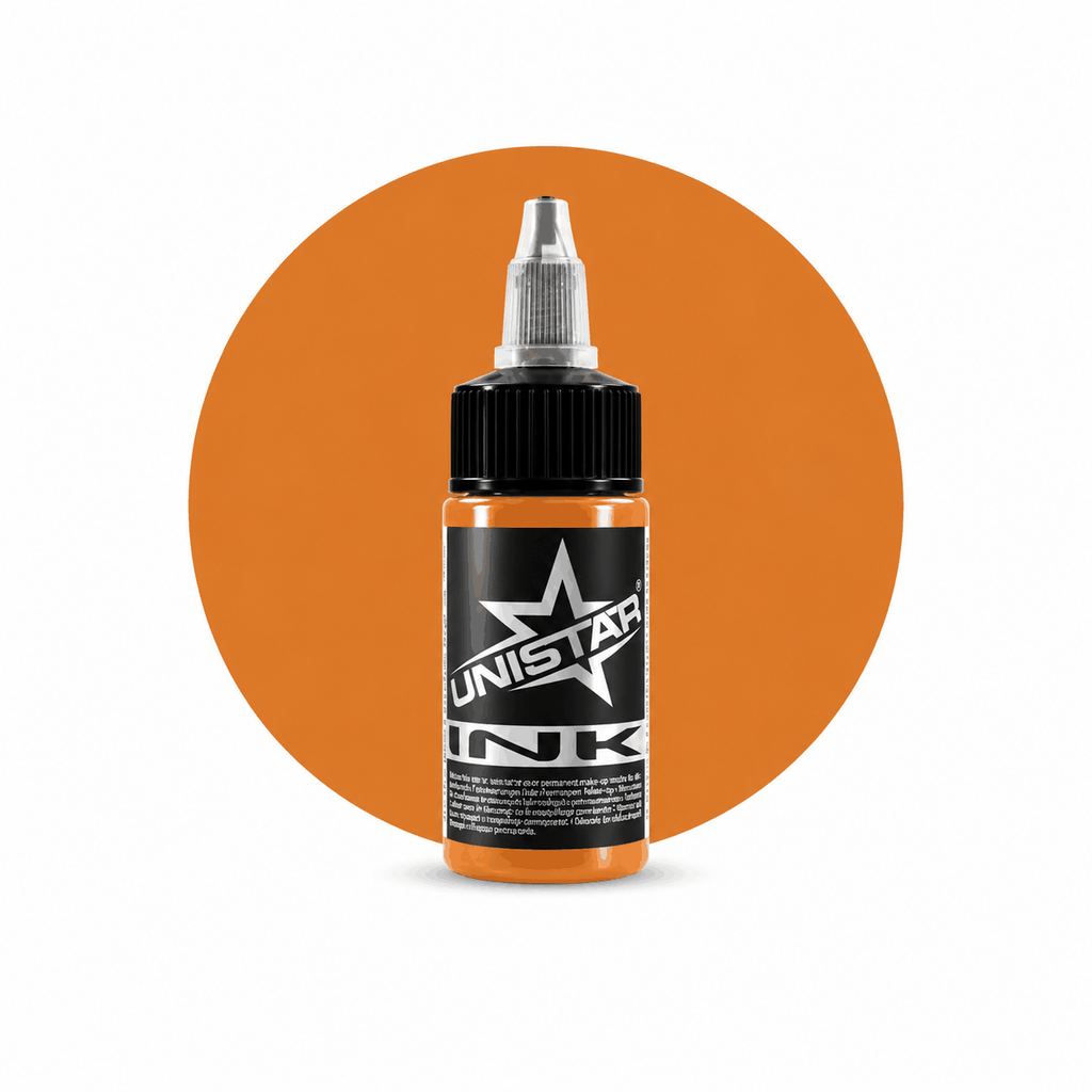 Pomarańczowa farba, tusz do tatuażu - UNISTAR INK Light Orange 30ml(Reach) – zdjęcie 5