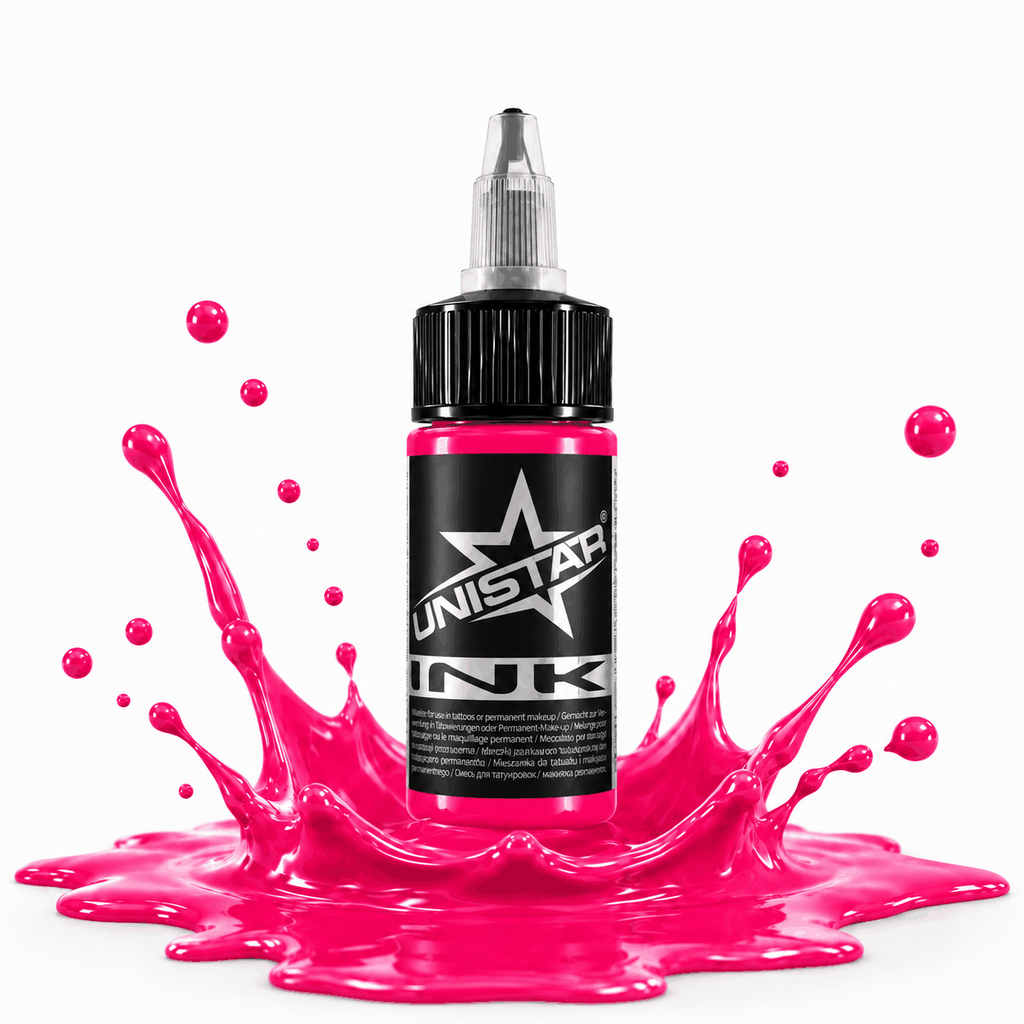 Różowa farba, tusz do tatuażu - UNISTAR INK - Neon Pink 30ml (Reach) – zdjęcie 3