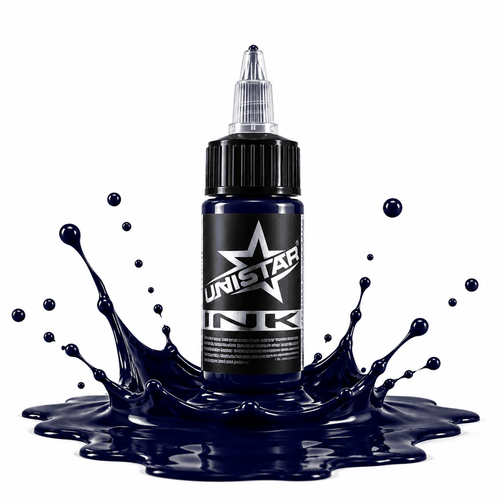 Niebieska farba, tusz do tatuażu - UNISTAR INK Basic Dark Blue 30ml (Reach) – zdjęcie 3