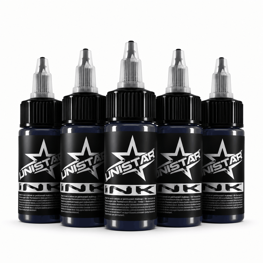 Niebieska farba, tusz do tatuażu - UNISTAR INK Basic Dark Blue 30ml (Reach) – zdjęcie 4