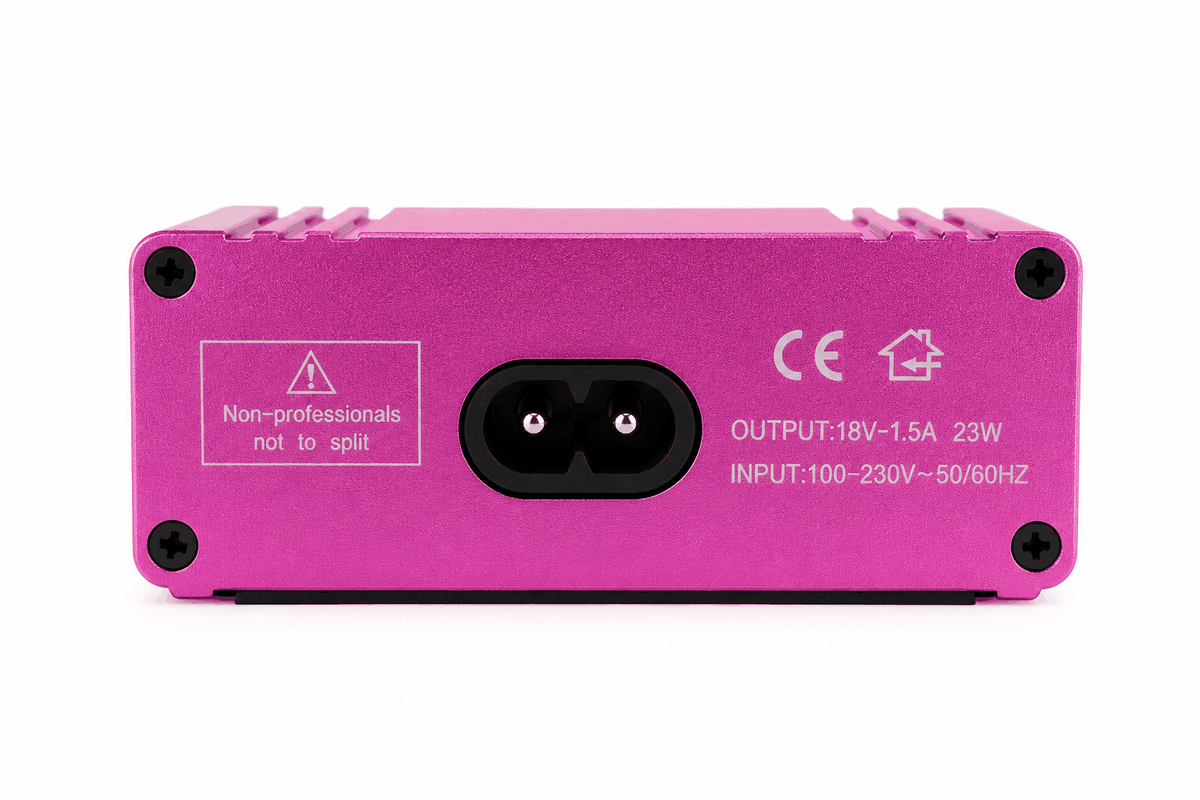 Profesjonalny zasilacz do tatuażu - Cast Power Supply LED 0-18V 1.5A - Pink – zdjęcie 2