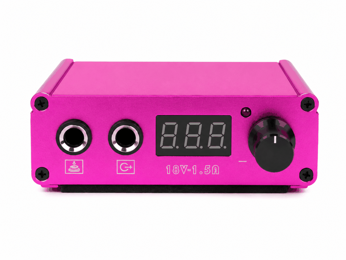 Profesjonalny zasilacz do tatuażu - Cast Power Supply LED 0-18V 1.5A - Pink – zdjęcie 4